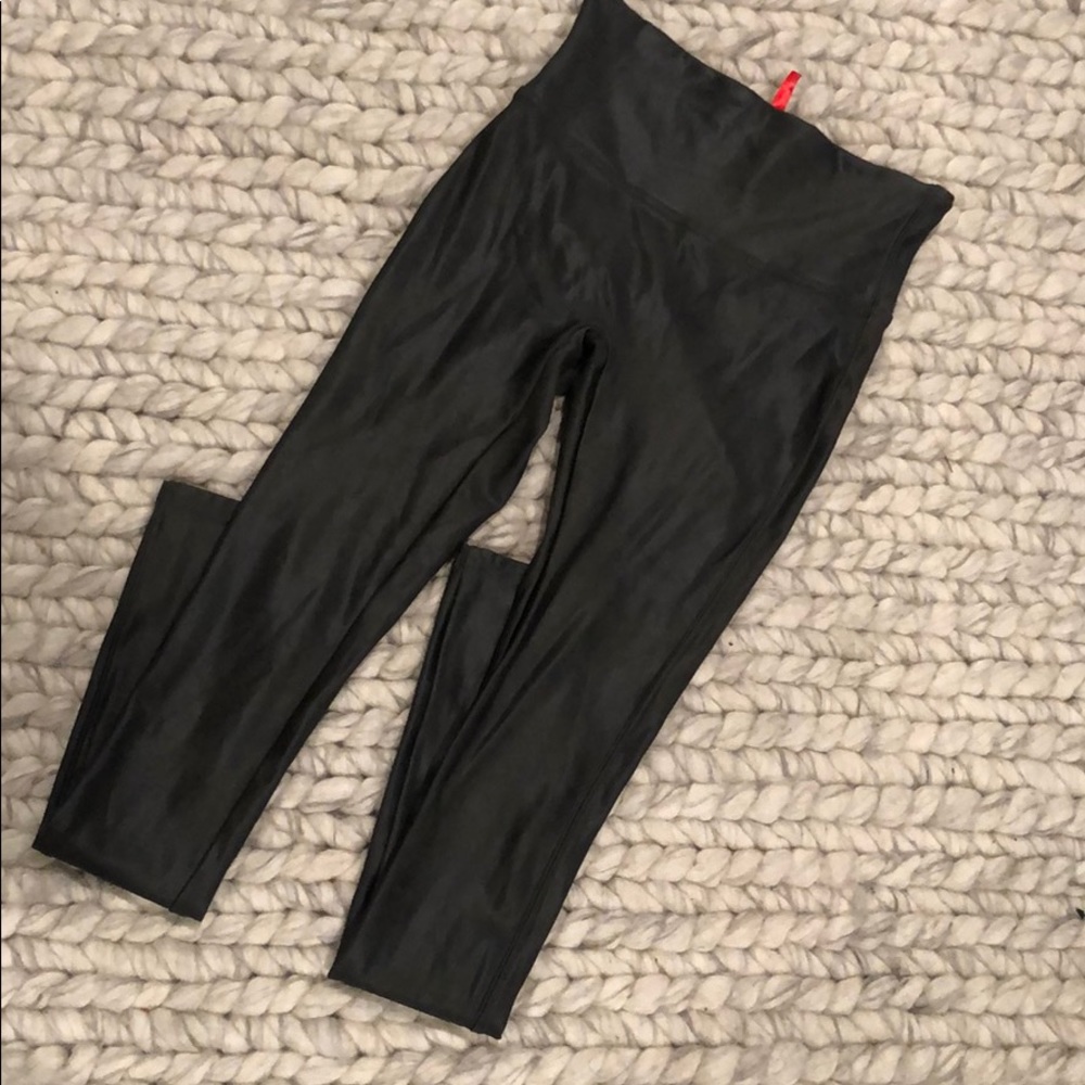 Grey faux leather leggings